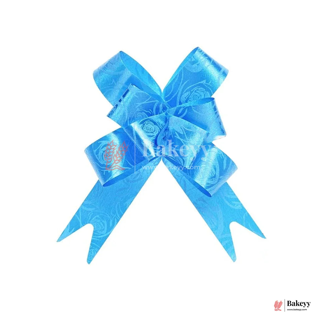 Luxury Blue Printed Pull Up Ribbon for Gift Wrapping & Hampers |Pack Of 10