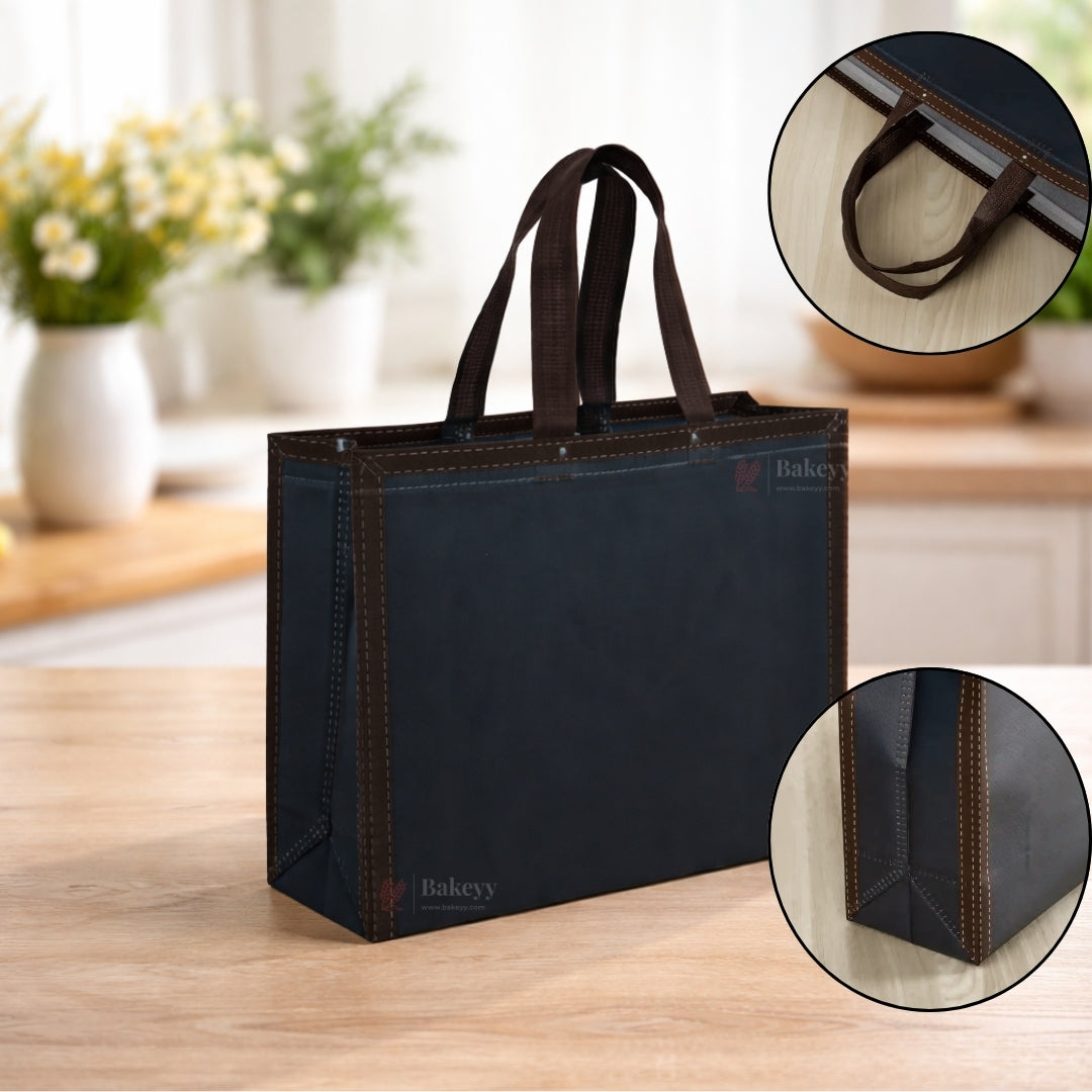 Dark Navy Blue Laminated Carry Bag with Kraft Border Frame | 3 Size Options | Pack of 50