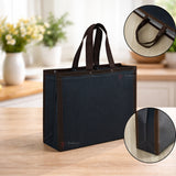 Dark Navy Blue Laminated Carry Bag with Kraft Border Frame | 3 Size Options | Pack of 50