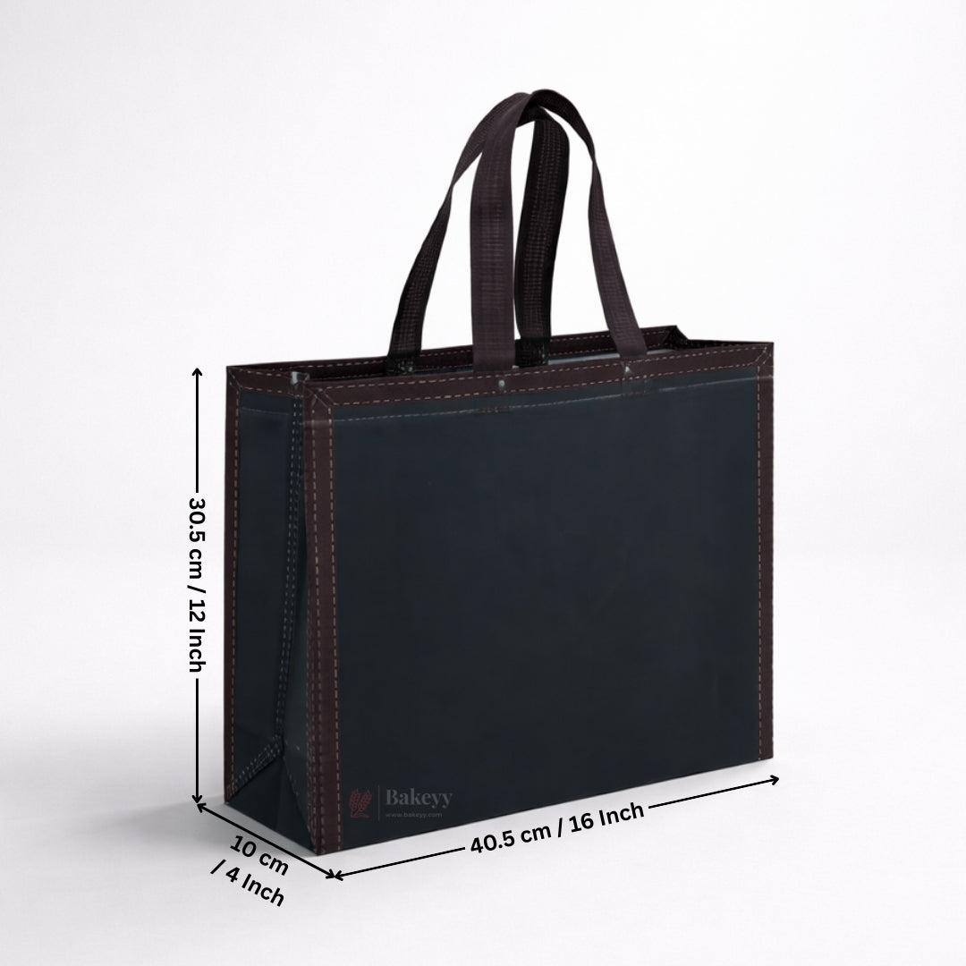 Dark Navy Blue Laminated Carry Bag with Kraft Border Frame | 3 Size Options | Pack of 50