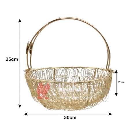 Bucket Shape Round Decorative Gold Metal Hamper Basket For Gifting - Bakeyy.com - India - Bucket Shape Round Decorative Gold Metal Hamper Basket For Gifting - Extra Large - 12 Inch