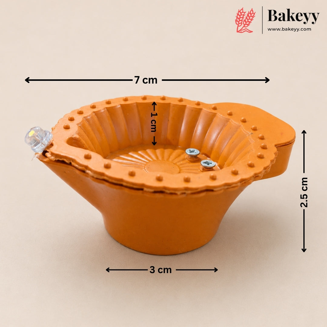 Decorative Orange Diya Set | LED Water Sensor Activated Lights for Festivals | Pack Of 1
