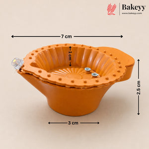 Decorative Orange Diya Set | LED Water Sensor Activated Lights for Festivals | Pack Of 1