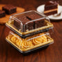 Golden Square PET Dessert Container with Gold and Black Base | Pack of 50 - Bakeyy.com - India - Golden Square PET Dessert Container with Gold and Black Base | Pack of 50 - Small 650.00