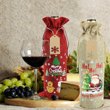 WINE Bottle Jute Bag Christmas Design | PACK OF 10 | Potli Bag | Gift Bag - Bakeyy.com - India - WINE Bottle Jute Bag Christmas Design | PACK OF 10 | Potli Bag | Gift Bag - Wine red