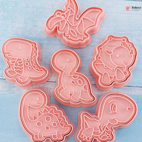 Dinosaur Theme Cookie Cutter & Embosser Set | 8 Piece | Pack of 1 