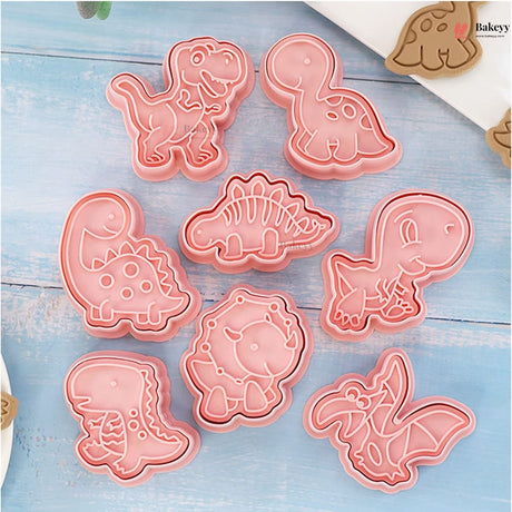Dinosaur Theme Cookie Cutter & Embosser Set | 8 Piece | Pack of 1 