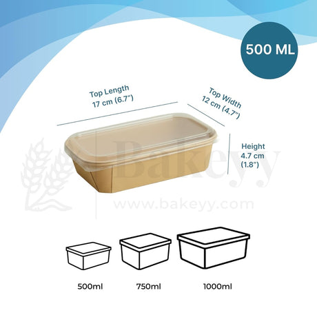 Measurement chart for a 500ml container with dimensions and size comparison icons.