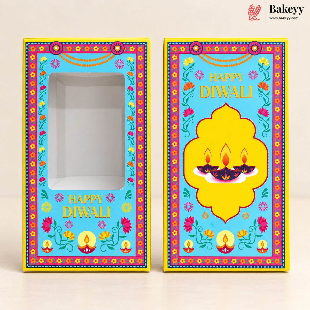 Diwali Theme Printed Chocolate Bar Box with Window | Multiple Designs | Pack of 10