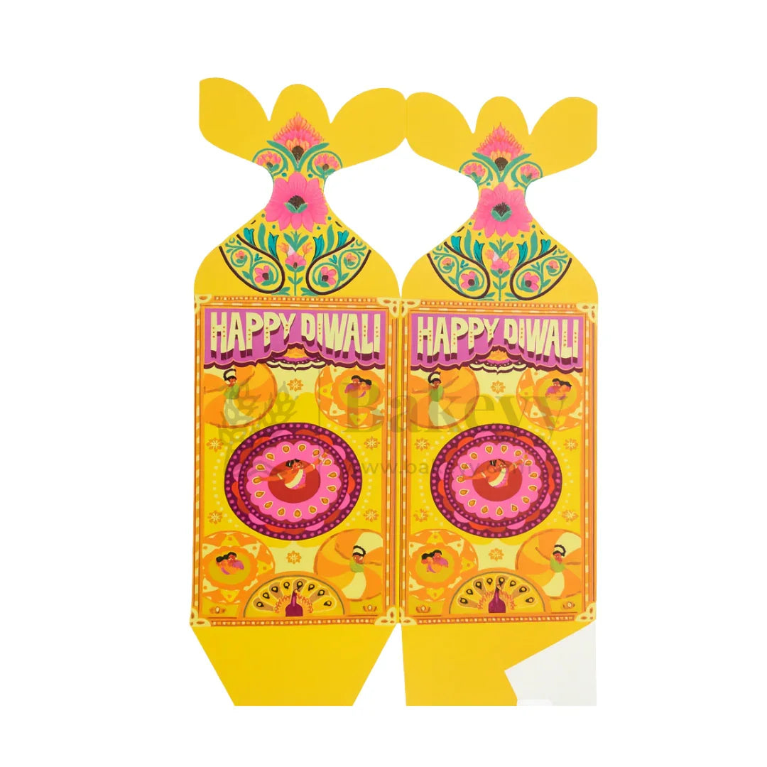 6.5x6.5x10 cm | Diwali Chocolate Gift Box – Festive Yellow Design | Yellow | Pack of 10