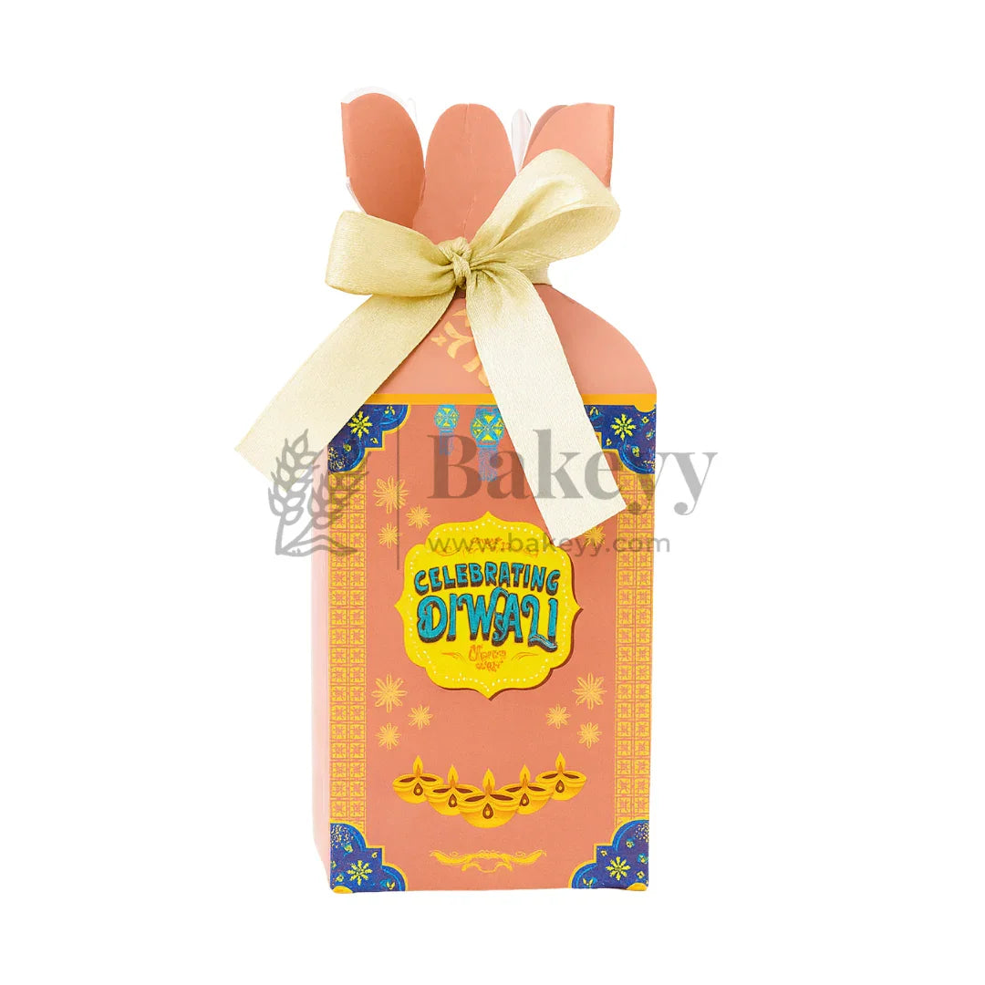 6.5x6.5x10 cm | Diwali Chocolate Gift Box – Peach Festive Design | Peach| Pack of 10