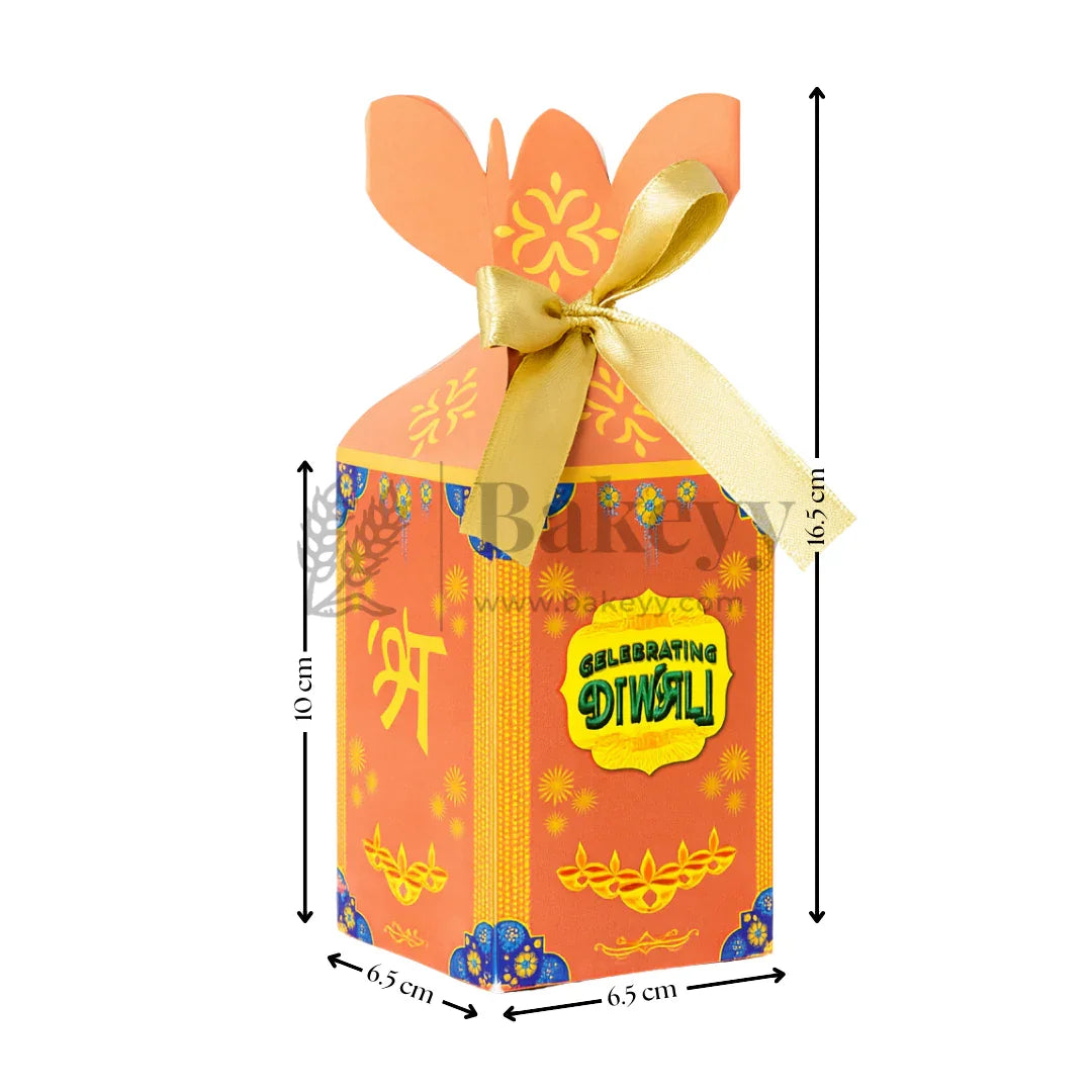6.5x6.5x10 cm | Diwali Chocolate Gift Box – Peach Festive Design | Peach| Pack of 10