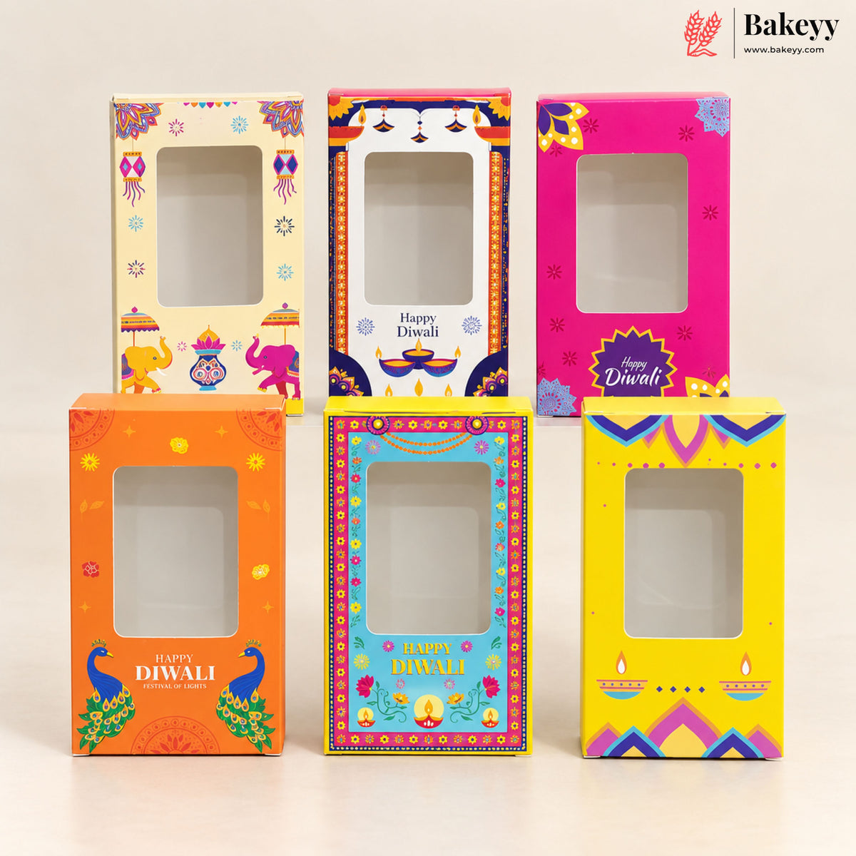 Diwali Theme Printed Chocolate Bar Box with Window | Multiple Designs | Pack of 10