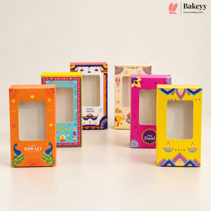 Diwali Theme Printed Chocolate Bar Box with Window | Multiple Designs | Pack of 10
