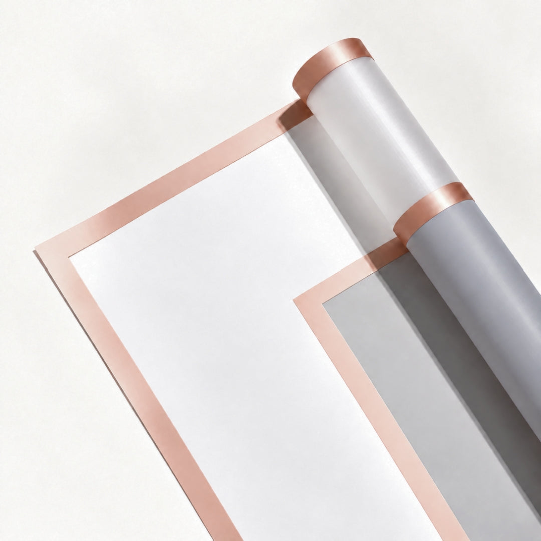 Transparent Double Gold Border Korean Flower Bouquet Cover Sheet | Pack of 20