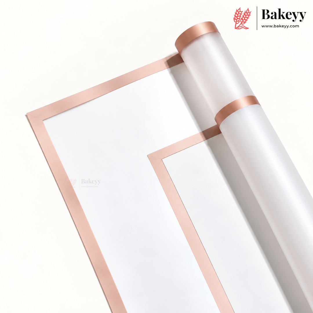 Transparent Double Gold Border Korean Flower Bouquet Cover Sheet | Pack of 20
