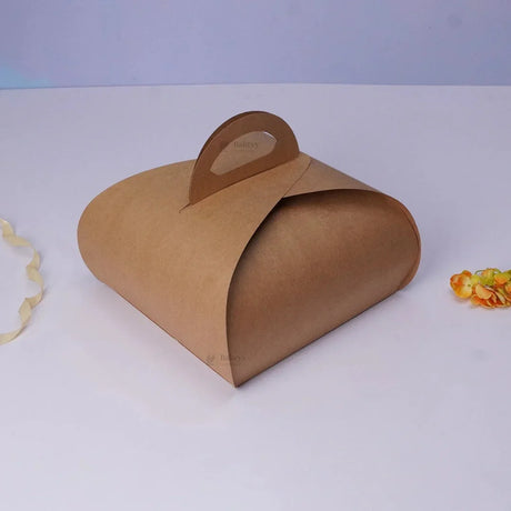 Dome Cake Box with Handle | Kraft Color Paper | Elegant Curved Top Packaging Box | Pack of 25