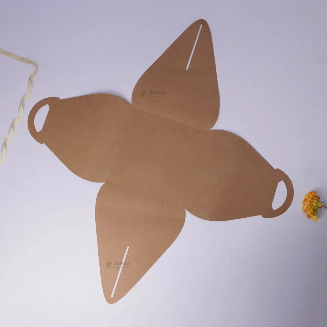 Dome Cake Box with Handle | Kraft Color Paper | Elegant Curved Top Packaging Box | Pack of 25