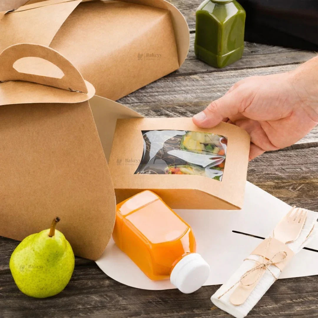 Dome Cake Box with Handle | Kraft Color Paper | Elegant Curved Top Packaging Box | Pack of 25