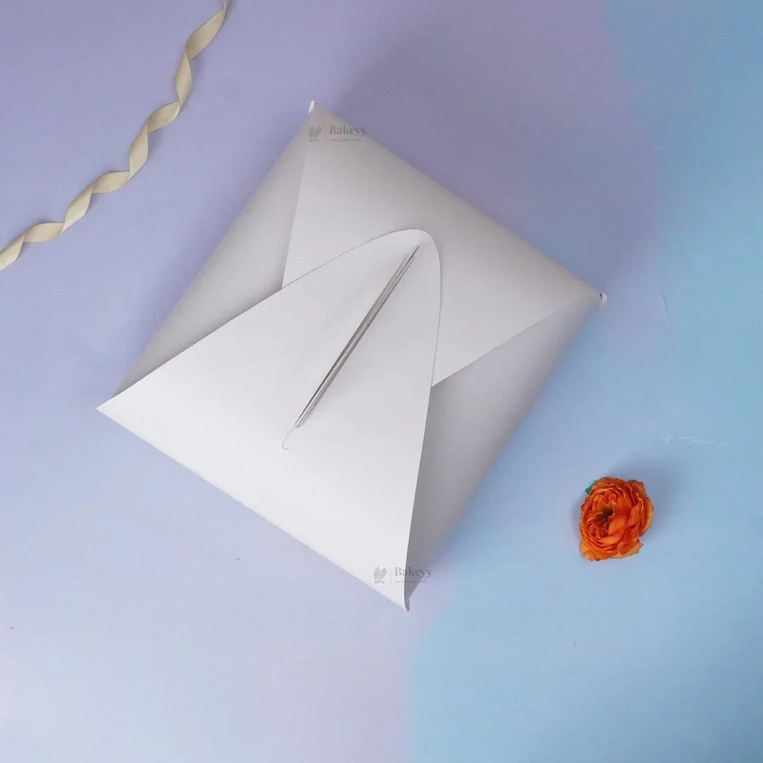 Dome Cake Box with Handle | White Color Paper | Elegant Curved Top Packaging Box | Pack of 25