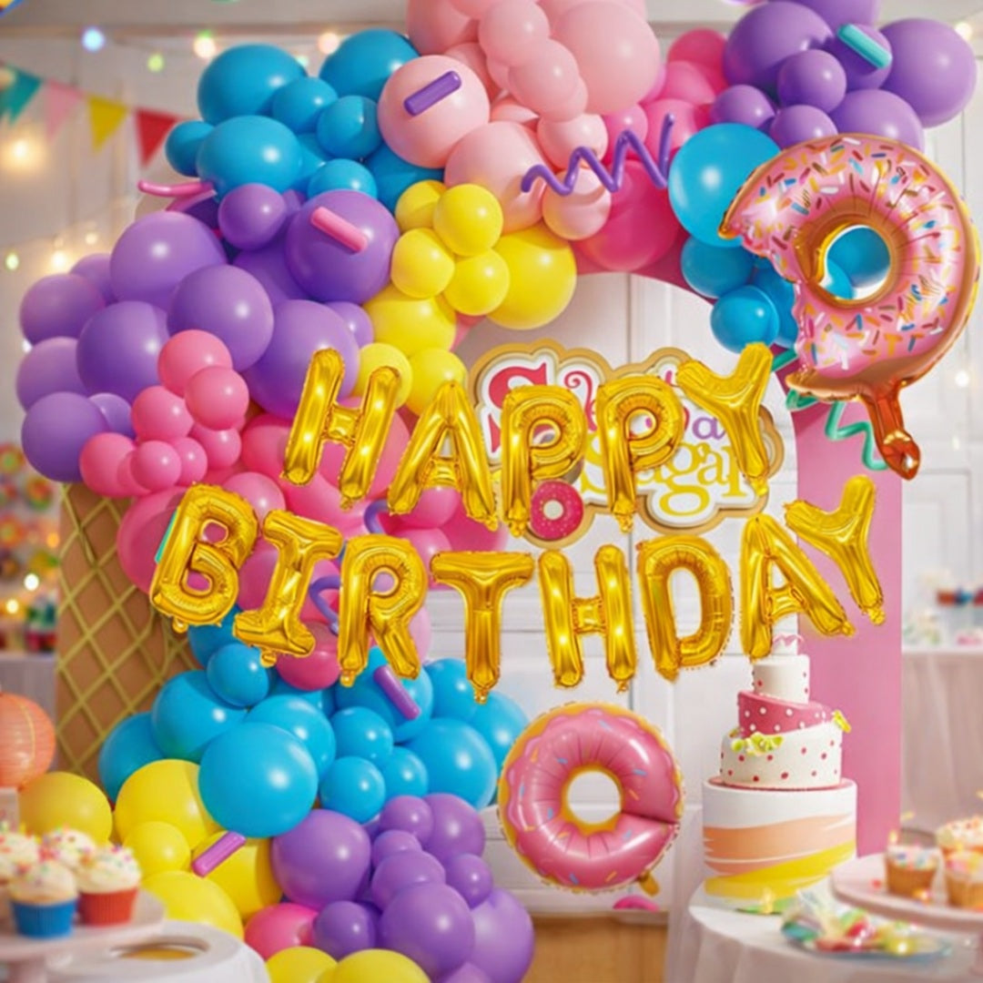 Donut Theme Happy Birthday Balloon Decoration Kit | Party Decor | Pack of 1