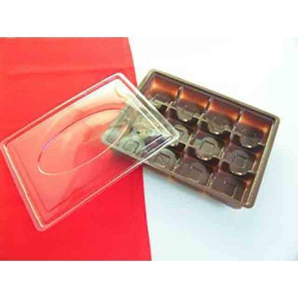 12 Cavity Cavity Dream Chocolate Box With Transparent Lid (Pack Of 25) - Bakeyy.com - India - 12 Cavity Cavity Dream Chocolate Box With Transparent Lid (Pack Of 25) - Default Title