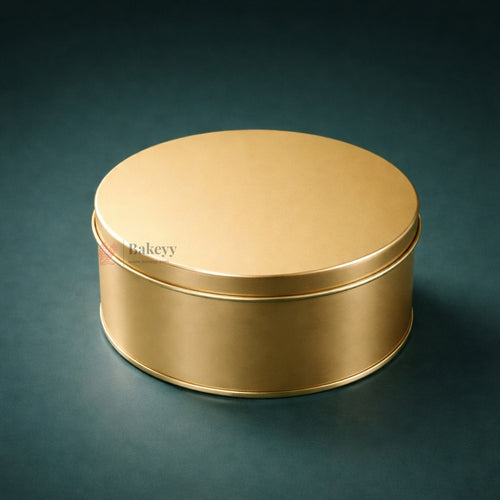 Dream Cake Tin Box Gold Round Empty Decorative Tin Box | 500 Gram Tin | Gift Box | Pack of 6 - Bakeyy.com - India - Dream Cake Tin Box Gold Round Empty Decorative Tin Box | 500 Gram Tin | Gift Box | Pack of 6 - Gold