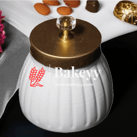 Dry Fruit Jar for Gifting | White Metal Dry Fruit Jar | Pack Of 1 - Bakeyy.com - India - Dry Fruit Jar for Gifting | White Metal Dry Fruit Jar | Pack Of 1 - Default Title