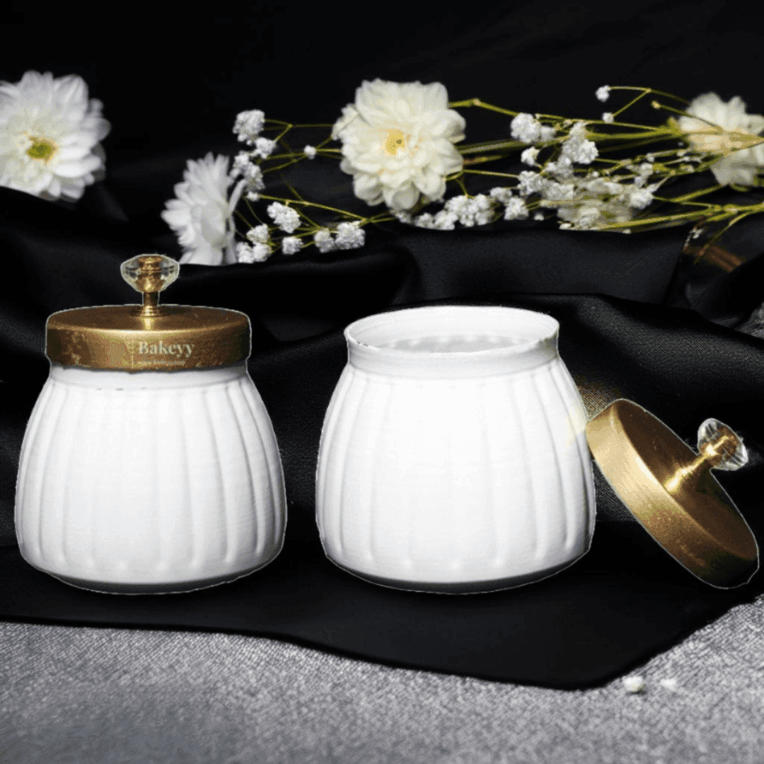 Dry Fruit Jar for Gifting | White Metal Dry Fruit Jar | Pack Of 1 - Bakeyy.com - India - Dry Fruit Jar for Gifting | White Metal Dry Fruit Jar | Pack Of 1 - Default Title
