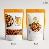 Two packages of premium dry fruits and nuts with visible branding on a light gray background.