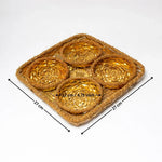 Square woven dry fruits tray with four round compartments, 27 cm, from Bakeyy.com