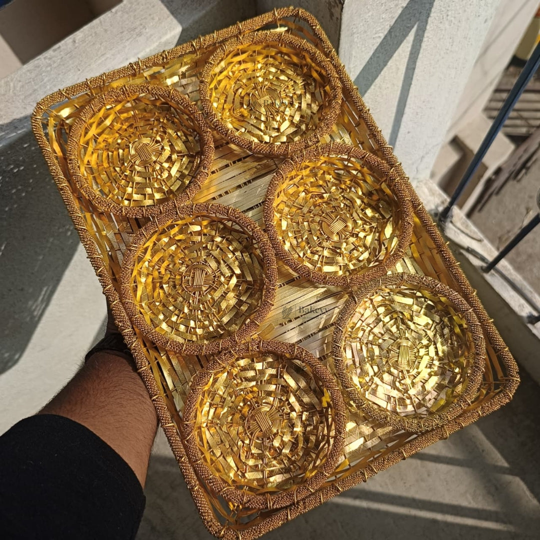 Luxurious Gold-Plated Square and Rectangle Metal Dry Fruit Tray | Multiple Decorative Bowls Options | Pack of 1