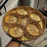 Luxurious Gold-Plated Round Metal Dry Fruit Tray | Multiple Decorative Bowls Options | Pack of 1