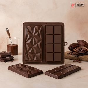 2 Cavity Dual Design Silicone Chocolate Bar Mould | Diamond Pattern & Classic Kunafa Chocolate Mould | Pack of 1