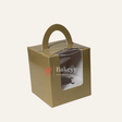 1 Cupcake Box with Handle | Gold Colour | With Front Window | 1 Jar Box - Bakeyy.com - India - 1 Cupcake Box with Handle | Gold Colour | With Front Window | 1 Jar Box - Pack of 10