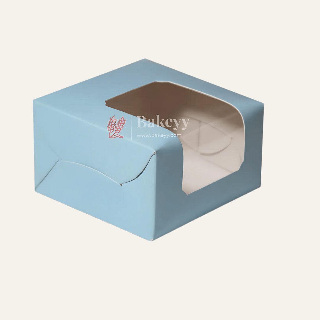 1 Brownie Box Blue Color | With Window - Bakeyy.com - India - 1 Brownie Box Blue Color | With Window - Pack Of 10