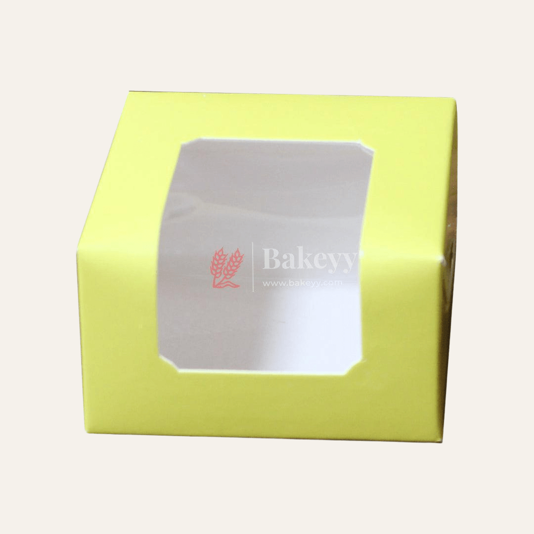 1 Brownie Box Yellow Color | With Window - Bakeyy.com - India - 1 Brownie Box Yellow Color | With Window - Pack Of 10
