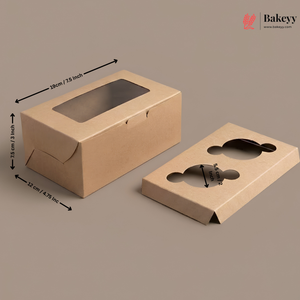 Kraft Color Cupcake Box | With Handle & Without Handle | Multiple Capacities Available | Pack of 10