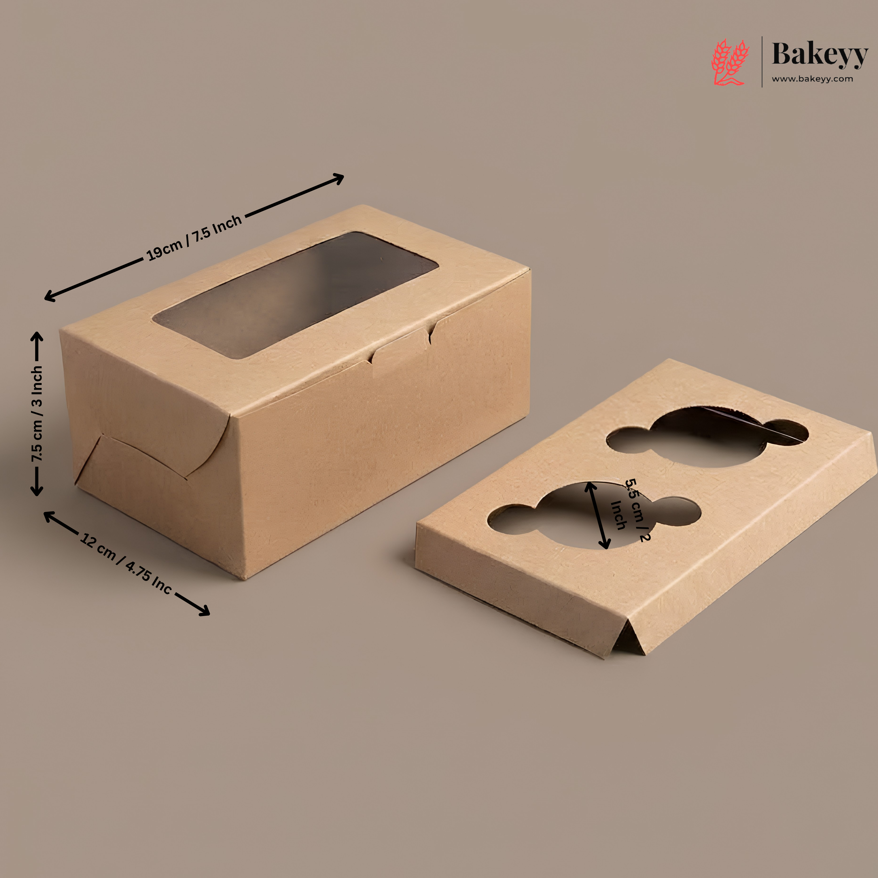 Kraft Color Cupcake Box | With Handle & Without Handle | Multiple Capacities Available | Pack of 10
