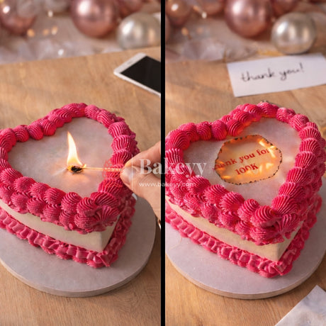 • Creates a quick, clean flame effect on cakes
• Thin, lightweight sheets that burn rapidly
• Ideal for reveal cakes and surprise message cakes
• Easy to cut into custom shapes
• Suitable for professional and home bakers
• Can be used as a cake topper effect for celebrations