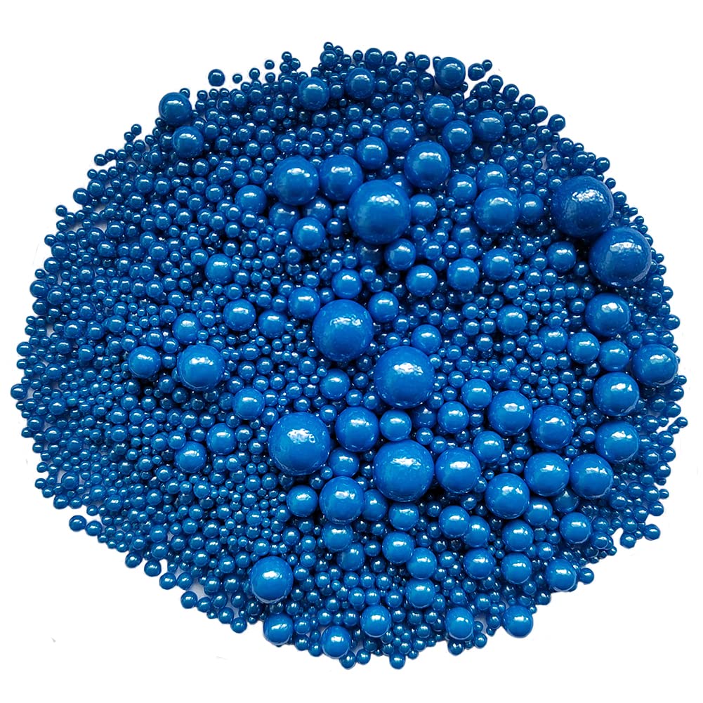 Blue Edible Pearl Sprinkles -7  Sizes Mix