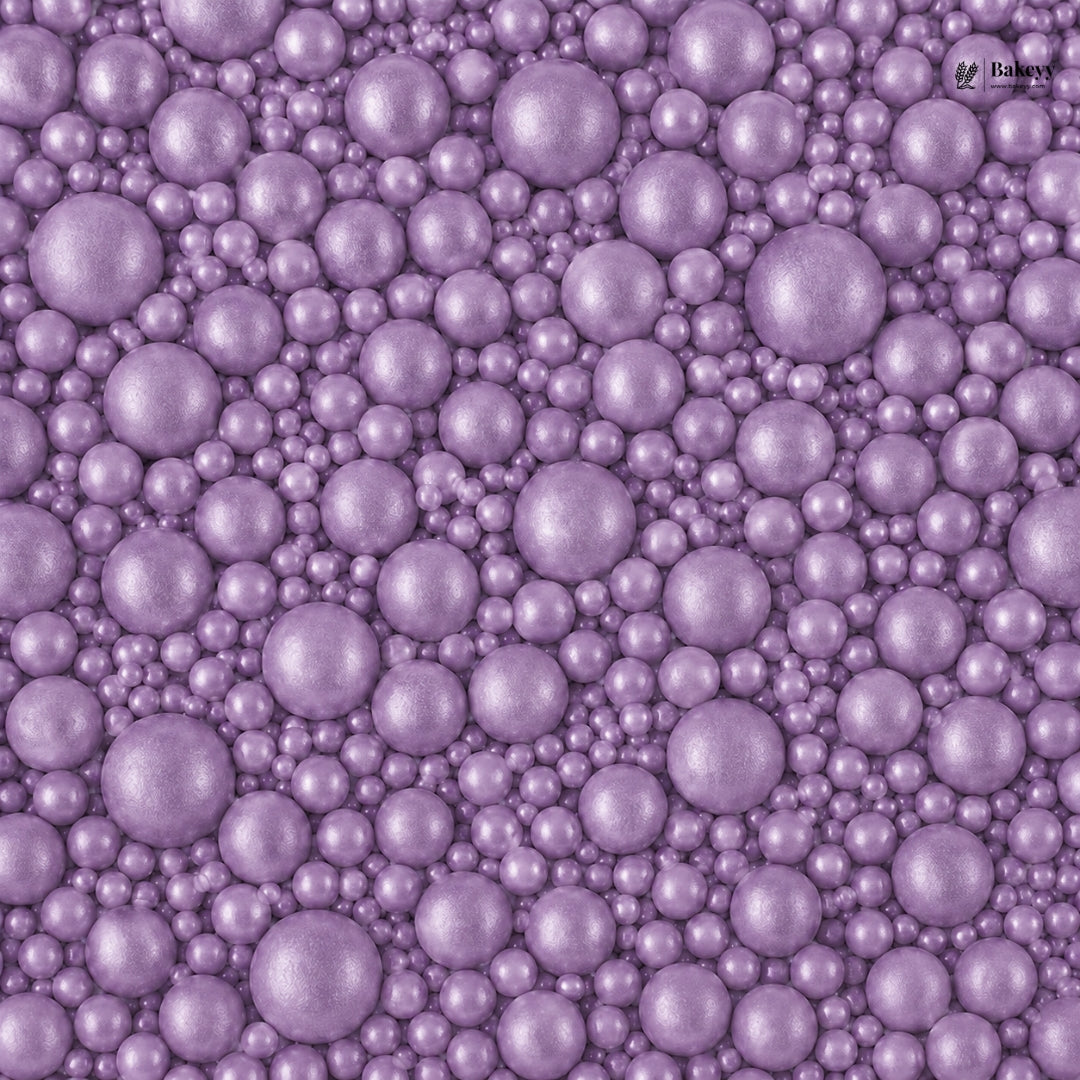 Purple pearl-like beads on a textured background