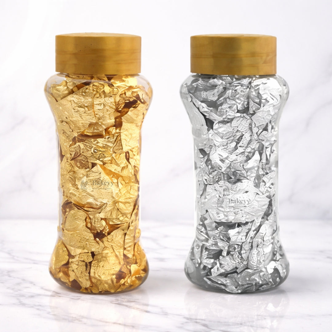 Edible Metallic Leaf Flakes | Gold & Silver Finish | Cake Decoration & Dessert Garnish | Pack of 1