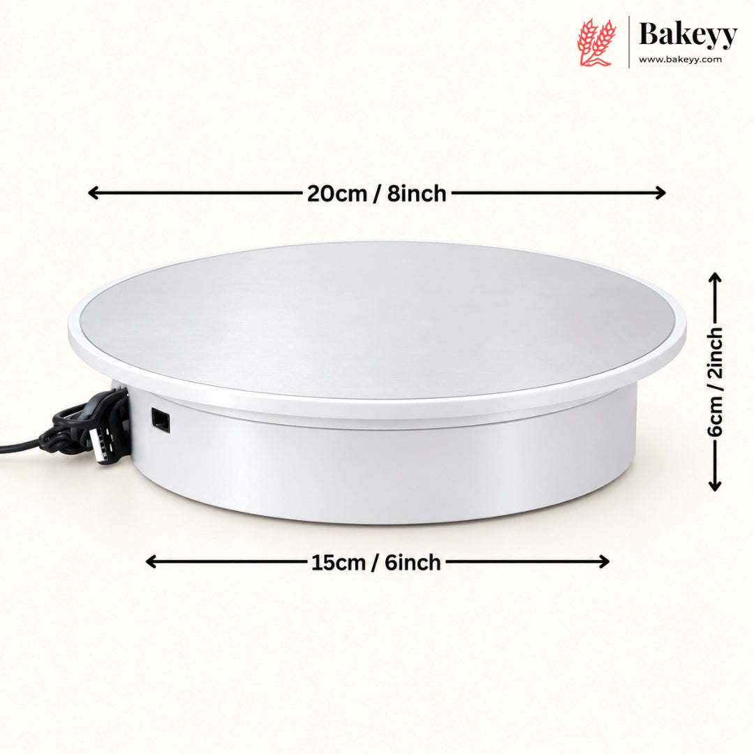 360° Electric Mirror Turntable with Dual Power Option USB & D Battery 2–4 RPM Rotating Display Stand | Pack of 1