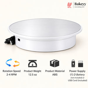 360° Electric Mirror Turntable with Dual Power Option USB & D Battery 2–4 RPM Rotating Display Stand | Pack of 1