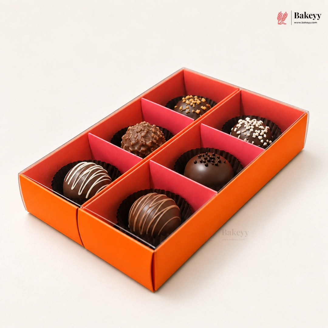 Elegant Chocolate & Sweet Gift Box with Transparent Lid & 6-Compartment | Pack of 10