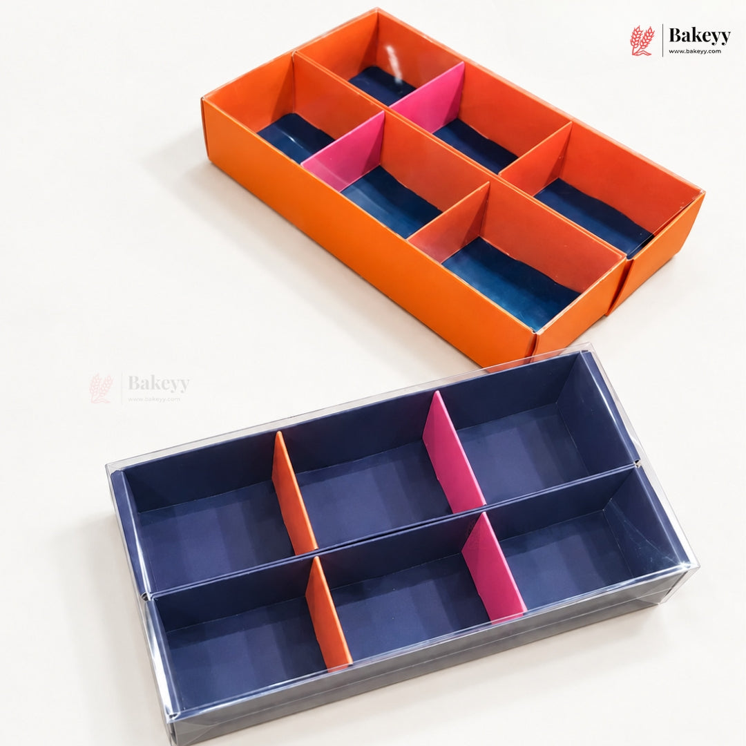 Elegant Chocolate & Sweet Gift Box with Transparent Lid & 6-Compartment | Pack of 10