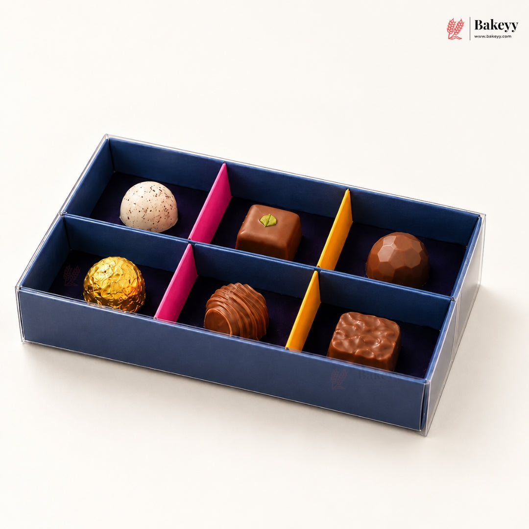 Elegant Chocolate & Sweet Gift Box with Transparent Lid & 6-Compartment | Pack of 10