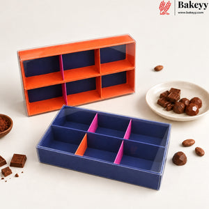 Elegant Chocolate & Sweet Gift Box with Transparent Lid & 6-Compartment | Pack of 10