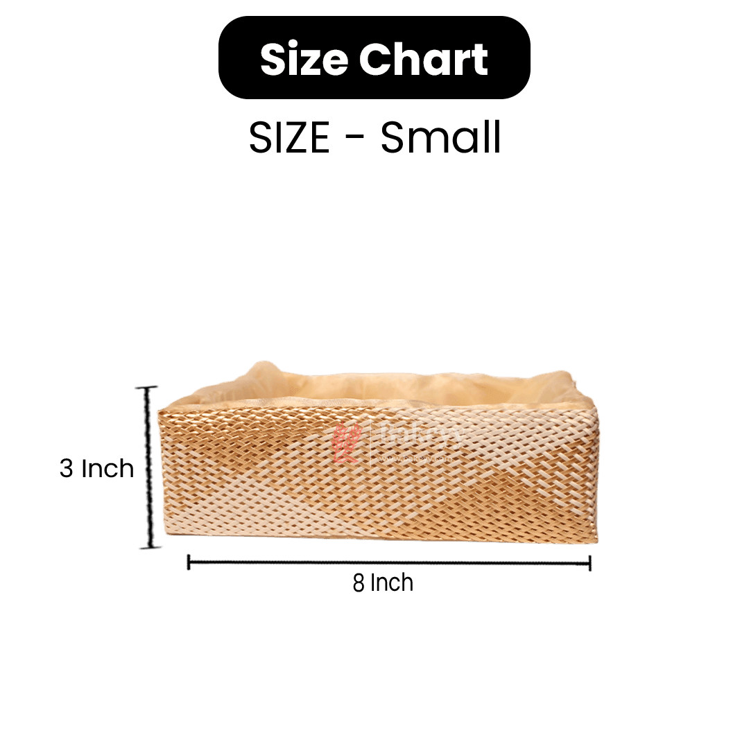 Hues Elegant Beige Pearl Net Square Hamper | Luxurious Gifting Basket - Bakeyy.com - India - Hues Elegant Beige Pearl Net Square Hamper | Luxurious Gifting Basket - Small-8 Inch